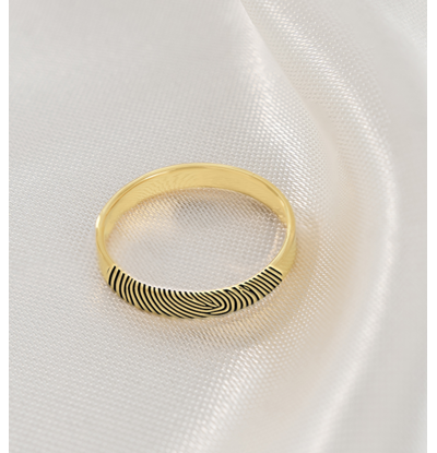 Gegraveerde sieraden Fingerprint Ring 3 mm - Gold Plated