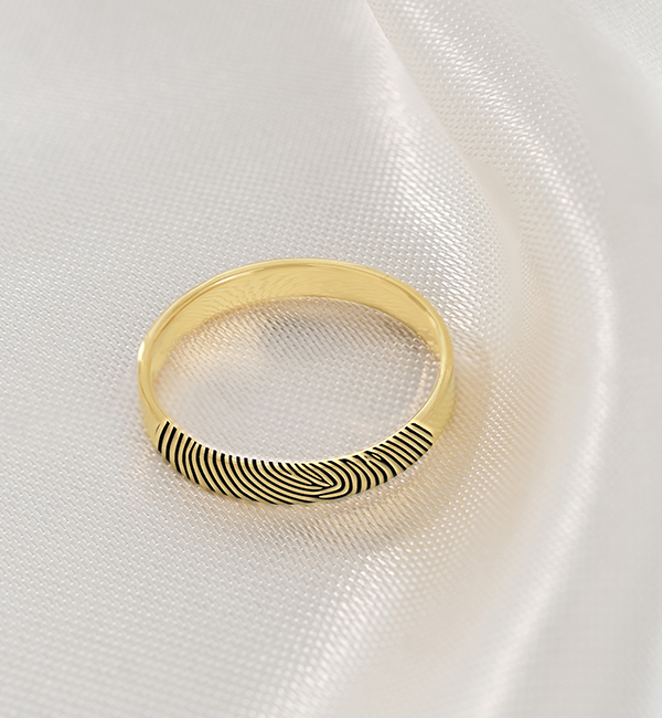 Gegraveerde sieraden Fingerprint Ring 3 mm - Gold Plated