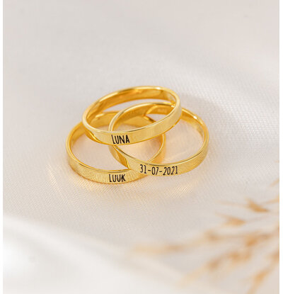 KAYA sieraden Ring with Engraving 3 mm - Gold-plated