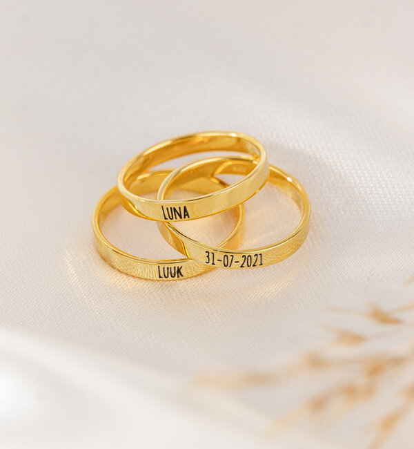 KAYA sieraden Gepersonaliseerde Ring met Gravure  - Verguld