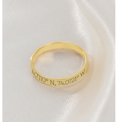 KAYA sieraden Ring with Coordinates 3 mm - Gold-plated
