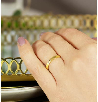KAYA sieraden Ring with Personal Handwriting | 3mm - Gold Plated