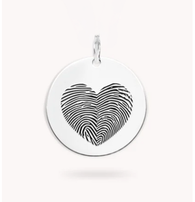 Gegraveerde sieraden Losse Bedel met 2 Vingerafdrukken 'Hart'