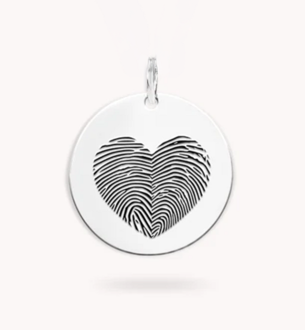 Gegraveerde sieraden Losse Bedel met 2 Vingerafdrukken 'Hart'