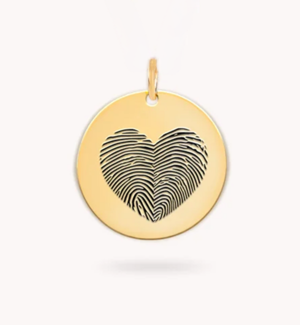 Gegraveerde sieraden Losse Bedel met 2 Vingerafdrukken 'Hart'