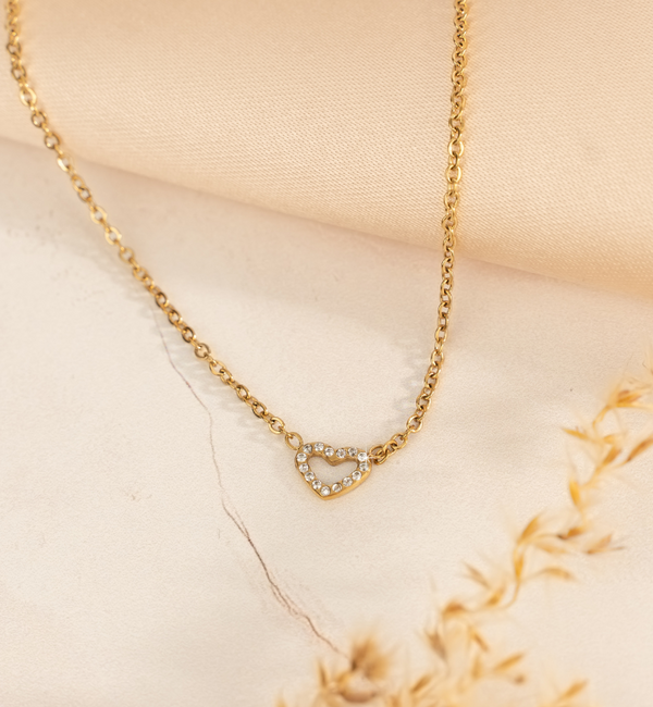 KAYA sieraden Sieraden Set Kristal Hartje | Stainless steel