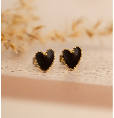 KAYA sieraden Black Heart Studs