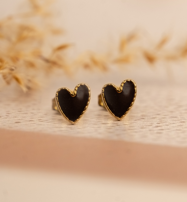 KAYA sieraden Sieraden Set met Bruine Hartjes | Stainless Steel