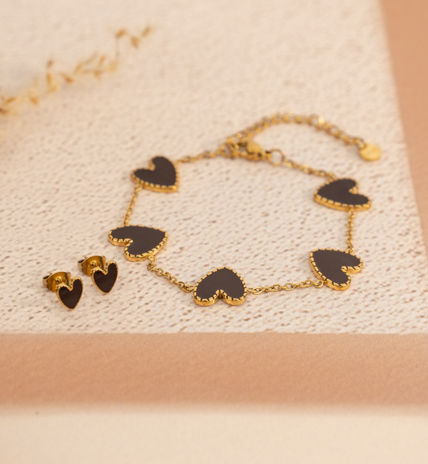 KAYA sieraden Studs Bruine Hartje | Stainless Steel