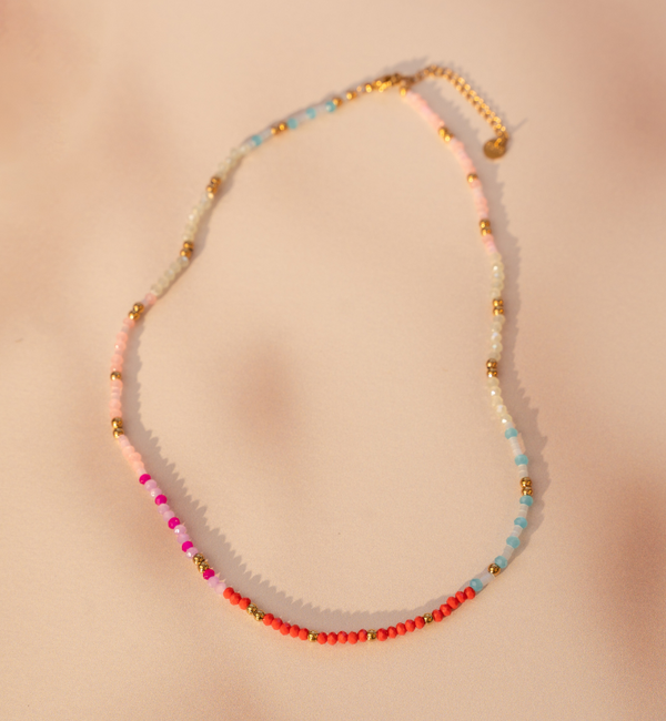 KAYA sieraden Mulitkleur Kralen Ketting | Stainless steel