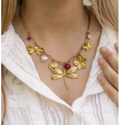 KAYA sieraden Statement Bedelketting 'Shiny Dragonfly'