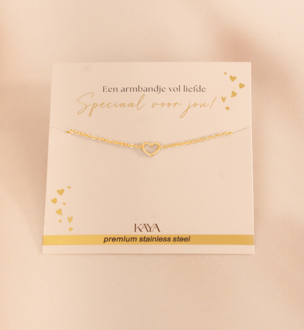 KAYA sieraden Minimalistische Armband met Open Hartje | Stainless Steel