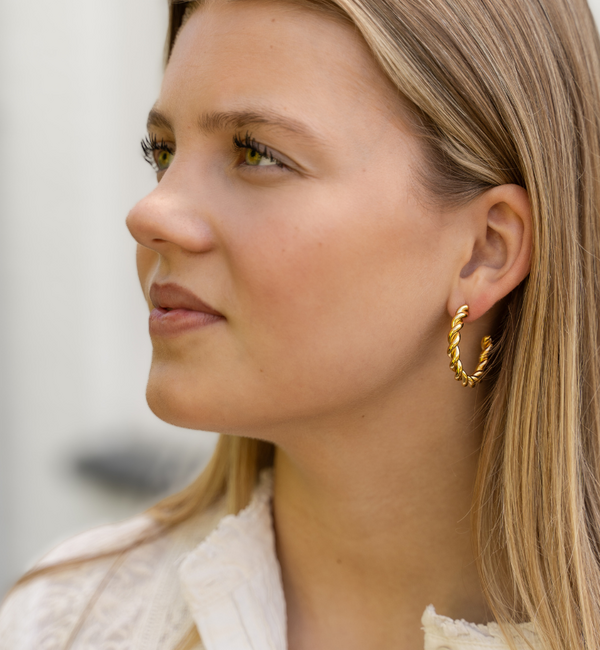 KAYA sieraden Bold Statement Oorringen Rope |  Stainless Steel