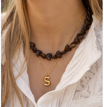 KAYA sieraden Kettingen Set Bubble Letter & Hartjes