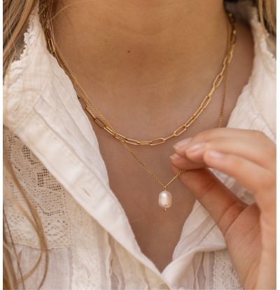 KAYA sieraden Double Chain with Pearl