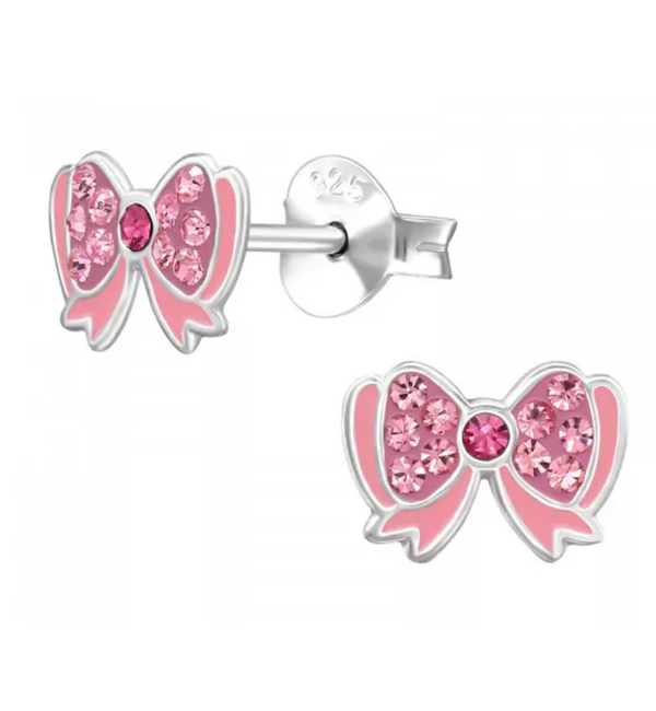 KAYA sieraden Children's Earrings Pink Bow with Crystals