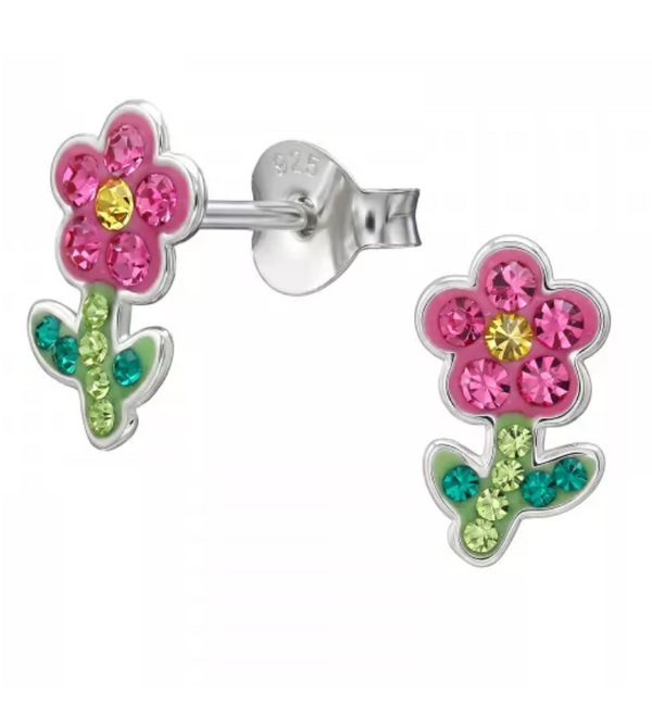 KAYA sieraden Children's Earrings Purple Flower with Crystals - Copy