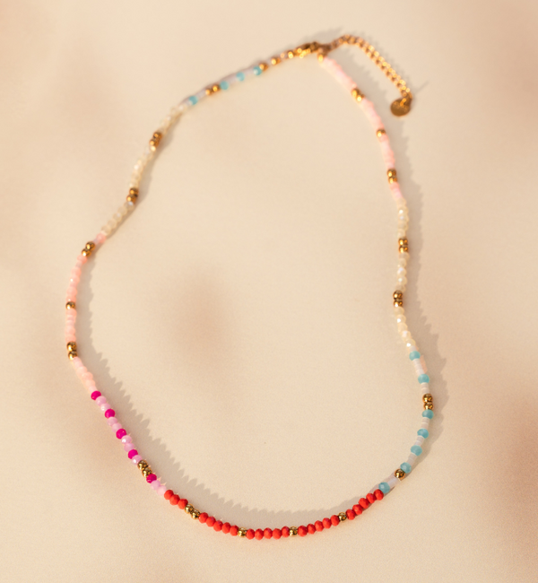 KAYA sieraden Mulitkleur Kralen Ketting | Stainless steel