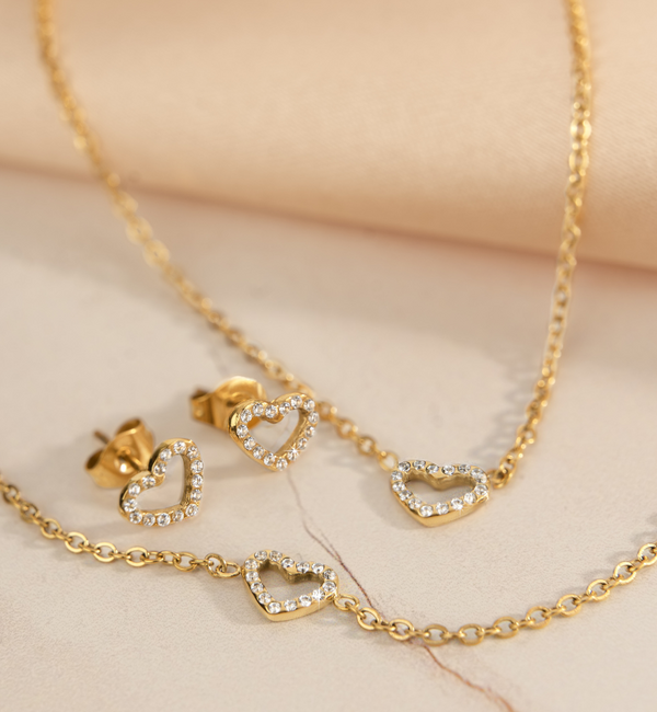 KAYA sieraden Minimalistische ketting met Kristal Hartje | Stainless steel