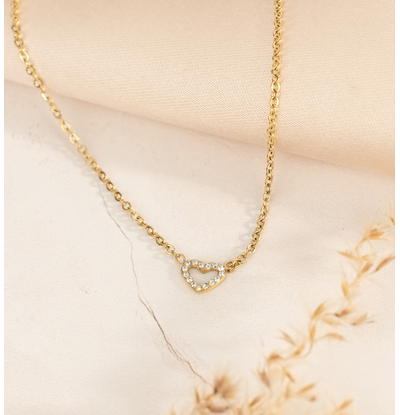 KAYA sieraden Minimalistische ketting met Kristal Hartje