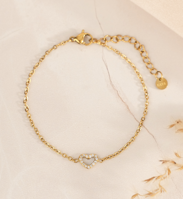 KAYA sieraden Sieraden Set Kristal Hartje | Stainless steel
