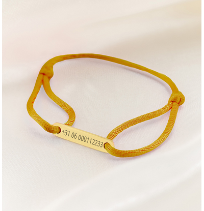 KAYA sieraden SOS Children's Bracelet with Phone Number | Mustard