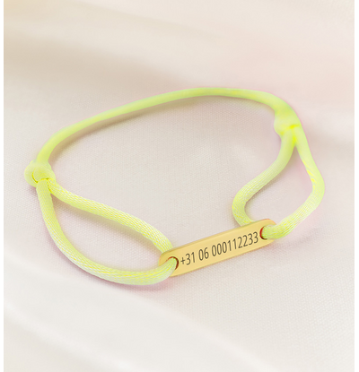 KAYA sieraden SOS Children's Bracelet with Phone Number | Neon Yellow