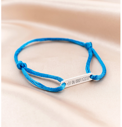 KAYA sieraden SOS Children's Bracelet with Phone Number | Blue