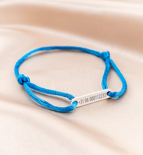 KAYA sieraden SOS Children's Bracelet with Phone Number | Blue | Stainless Steel
