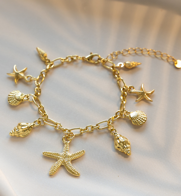 KAYA sieraden Armbanden Set Golden Vibes Only met Schelpjes | Stainless Steel