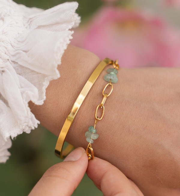 KAYA sieraden Bracelet Set with Green Beads | Stainless Steel