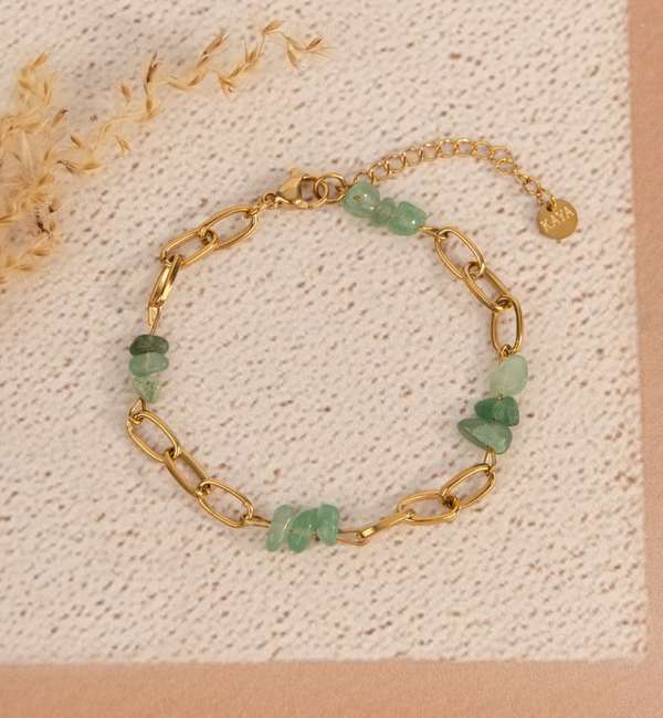 KAYA sieraden Armbandenset met Groene Kralen | Stainless Steel