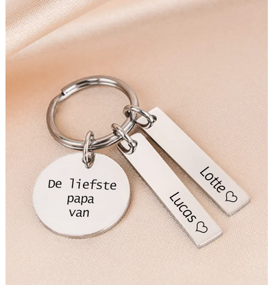 KAYA sieraden Keychain for Dad with two engraving charms