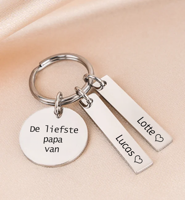 KAYA sieraden Sleutelhanger met twee Graveerbedels