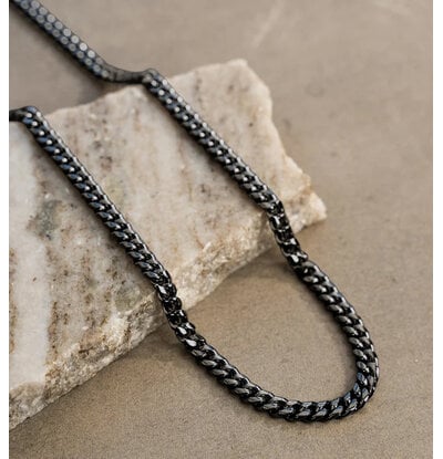 KAYA sieraden Lange Stalen Herenketting Gourmet Zwart | 6 mm