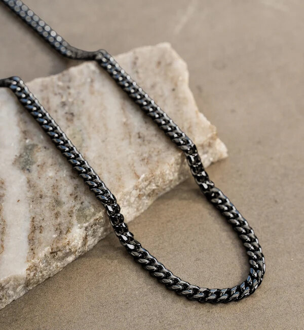 KAYA sieraden Lange Stalen Herenketting Gourmet Zwart | 6 mm