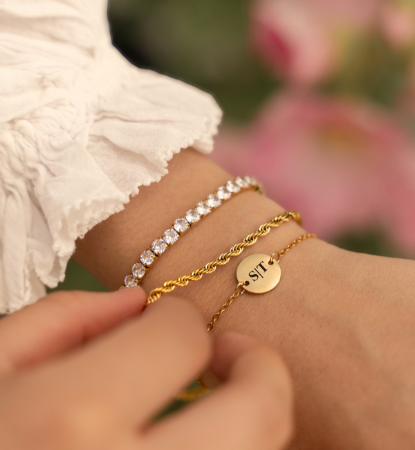 Gegraveerde sieraden 3-Piece Bracelet Set with Initials | Stainless Steel