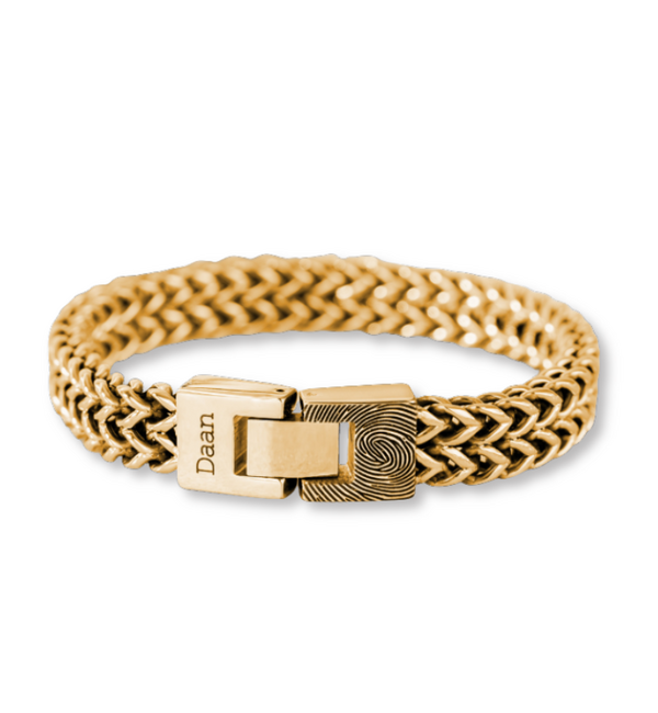 Gegraveerde sieraden Roestvrijstalen Schakelarmband met Vingerafdruk en Naam | RVS
