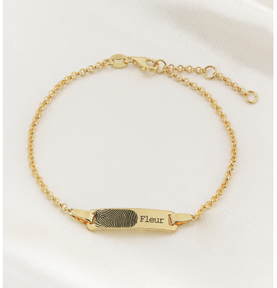 Gegraveerde sieraden Bar Armband Naam met Vingerafdruk