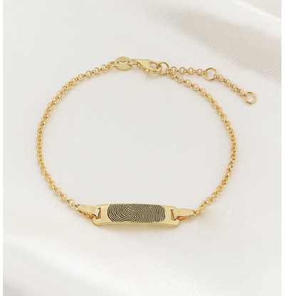 Gegraveerde sieraden Bar Bracelet with Fingerprint