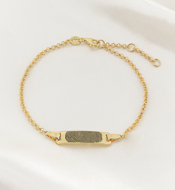 Gegraveerde sieraden Bar Bracelet with Fingerprint