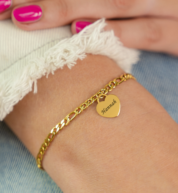 KAYA sieraden Armband met Naam | 1 Hartje | Stainless Steel