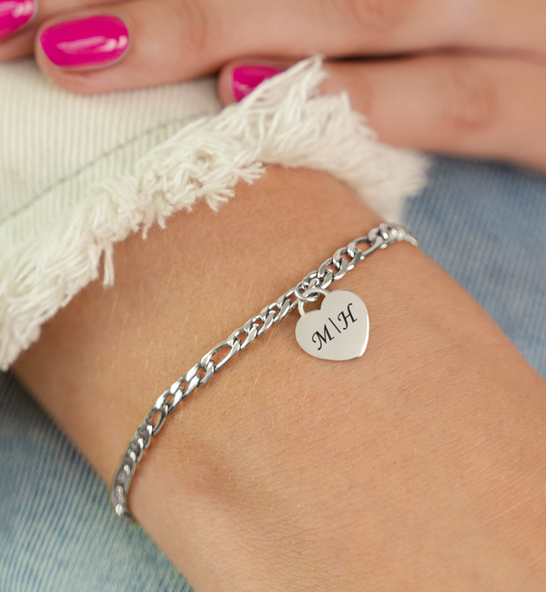 KAYA sieraden Armband met Naam | 1 Hartje | Stainless Steel