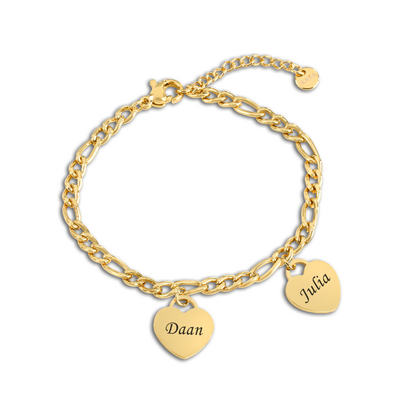 KAYA sieraden Armband met Namen | 2 Hartjes