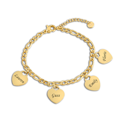 KAYA sieraden Bracelet with Names | 4 Hearts