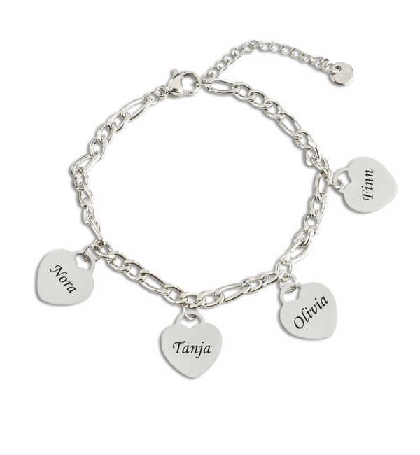 KAYA sieraden Name Bracelet | 4 Hearts | Stainless Steel
