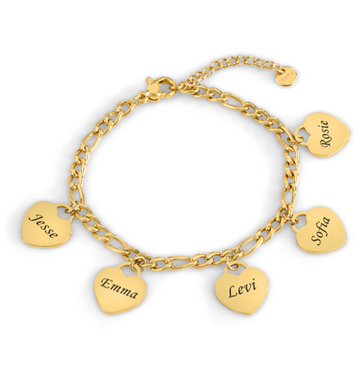 KAYA sieraden Bracelet with Names | 5 Hearts