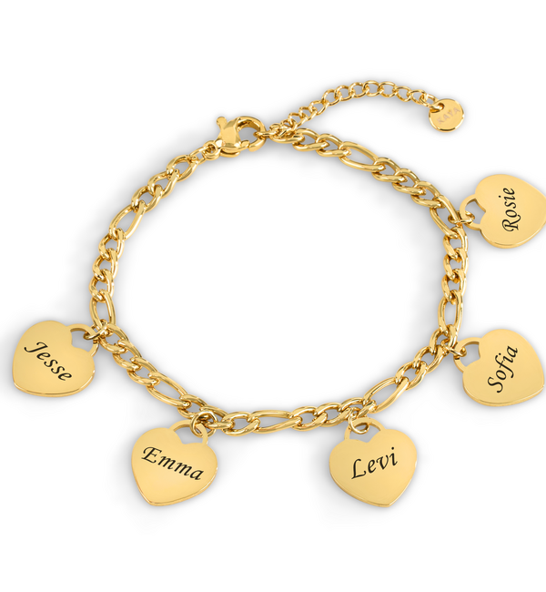 KAYA sieraden Name Bracelet | 5 Hearts | Stainless Steel