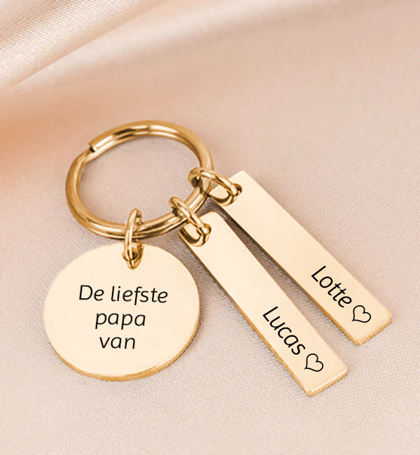 KAYA sieraden Sleutelhanger met twee Graveerbedels