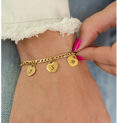KAYA sieraden Bracelet with Initials | 3 Hearts